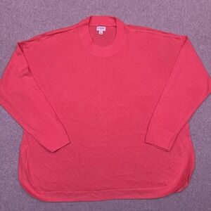J. Crew Linen Blend Curved Hem Sweater Women's Large Pink Crew Neck Lightweight‎